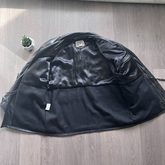 VINTAGE Leathers Leathers Black 100% Genuine 3/4 Length Leather "Car" Coat - Picture 4 of 15